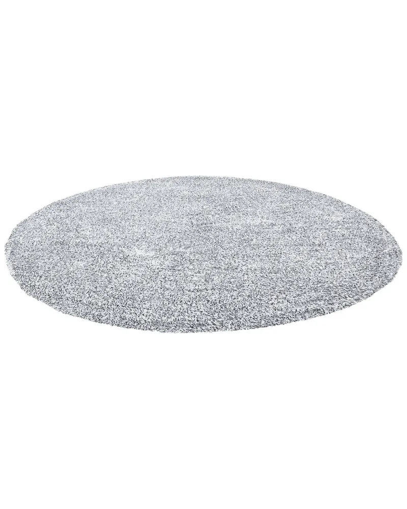 Tappeto shaggy bianco-nero tondo ⌀ 140 cm DEMRE