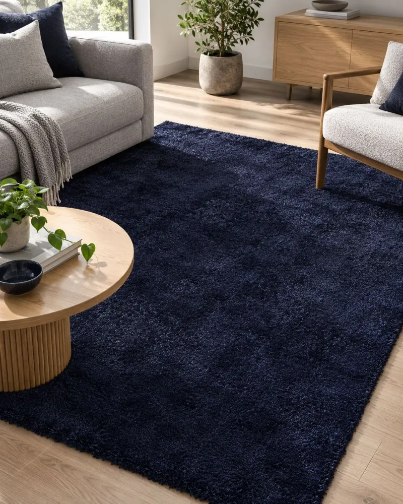 Tappeto shaggy blu fosco 140 x 200 cm EVREN