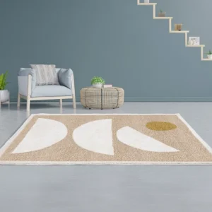 Tappeto shaggy design con motivi astratti 160 x 230 cm. Sabbia e Panna MYNIO