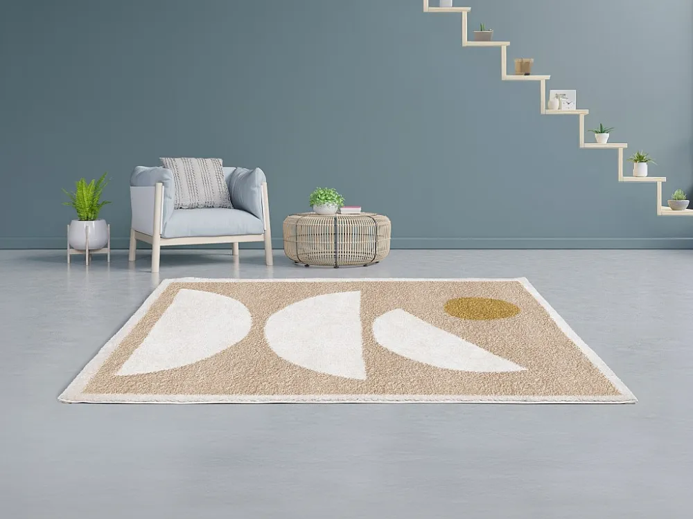 Tappeto shaggy design con motivi astratti 160 x 230 cm. Sabbia e Panna MYNIO