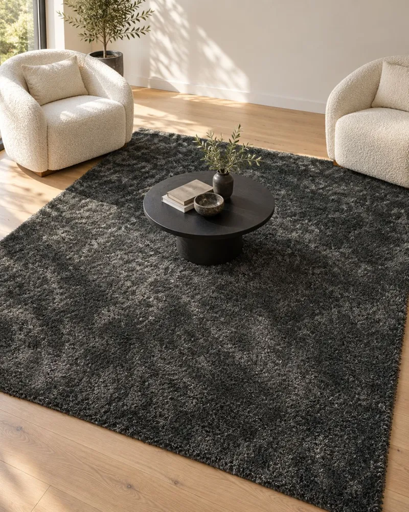 Tappeto shaggy grigio fosco 200 x 200 cm EVREN