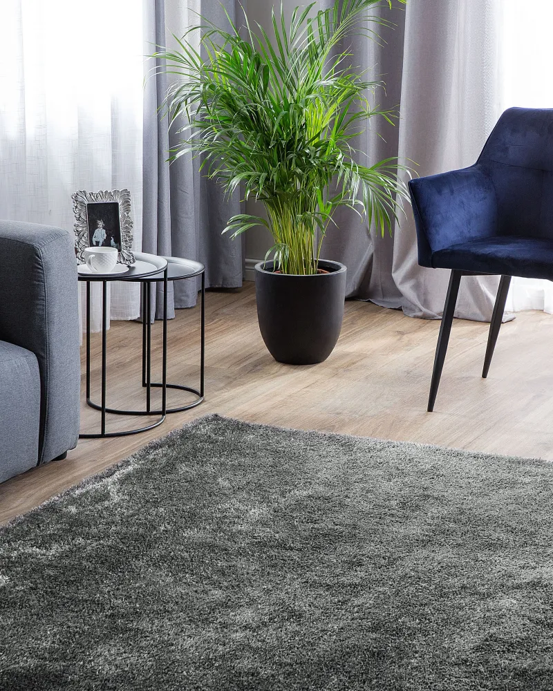 Tappeto shaggy grigio fosco 200 x 200 cm DEMRE