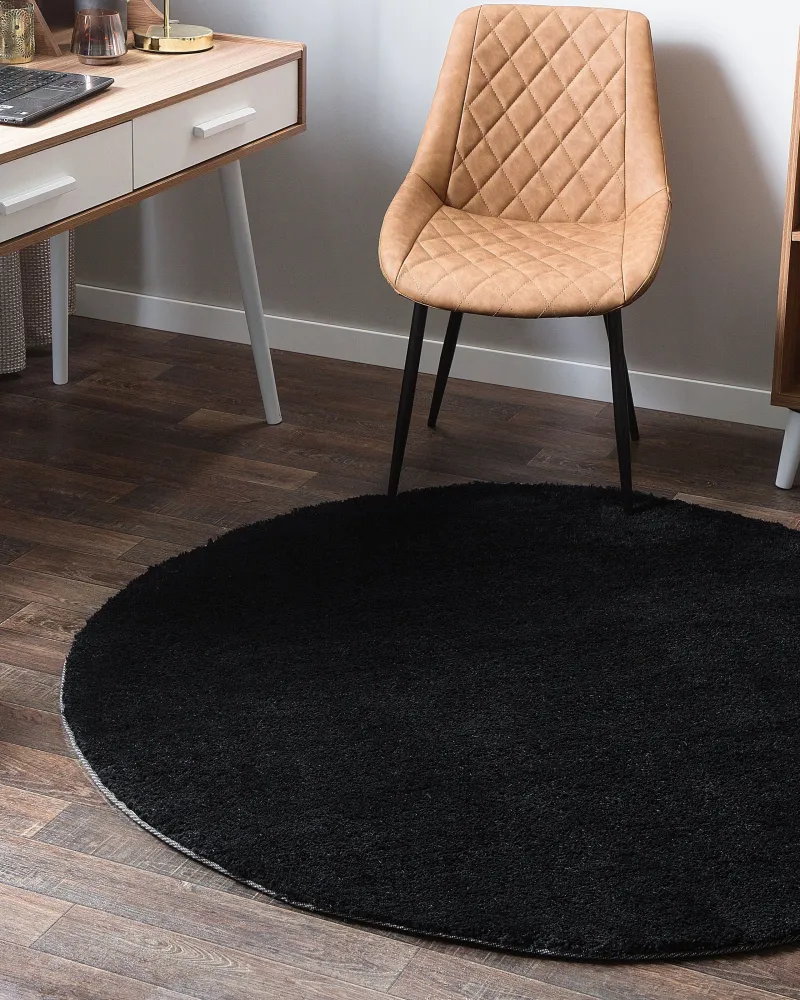 Tappeto shaggy nero tondo ⌀ 140 cm DEMRE