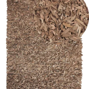 Tappeto shaggy pelle crema 140 x 200 cm MUT