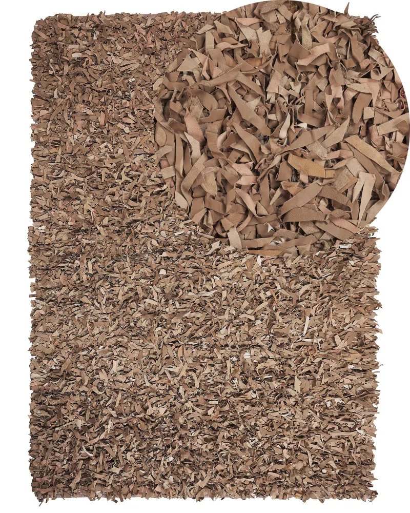 Tappeto shaggy pelle crema 160 x 230 cm MUT