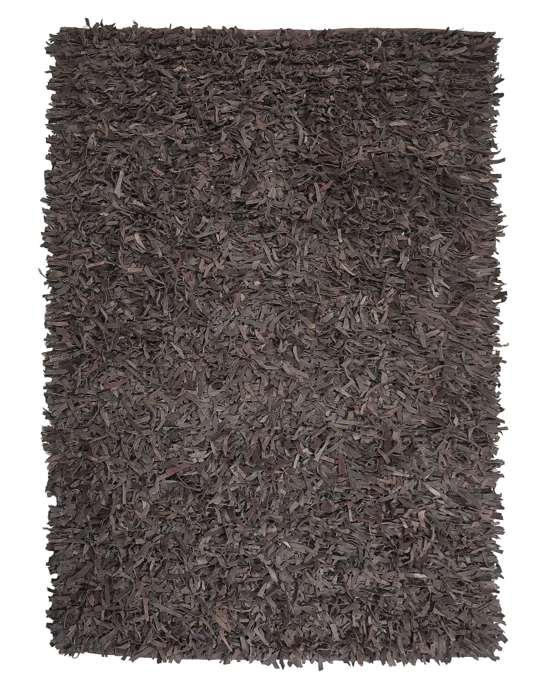 Tappeto shaggy pelle marrone 140x200 cm MUT