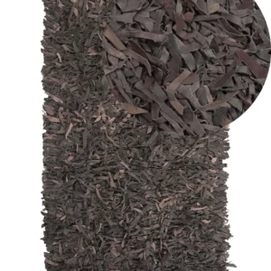 Tappeto shaggy pelle marrone 80 x 150 cm MUT