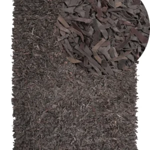 Tappeto shaggy pelle marrone 160 x 230 cm MUT