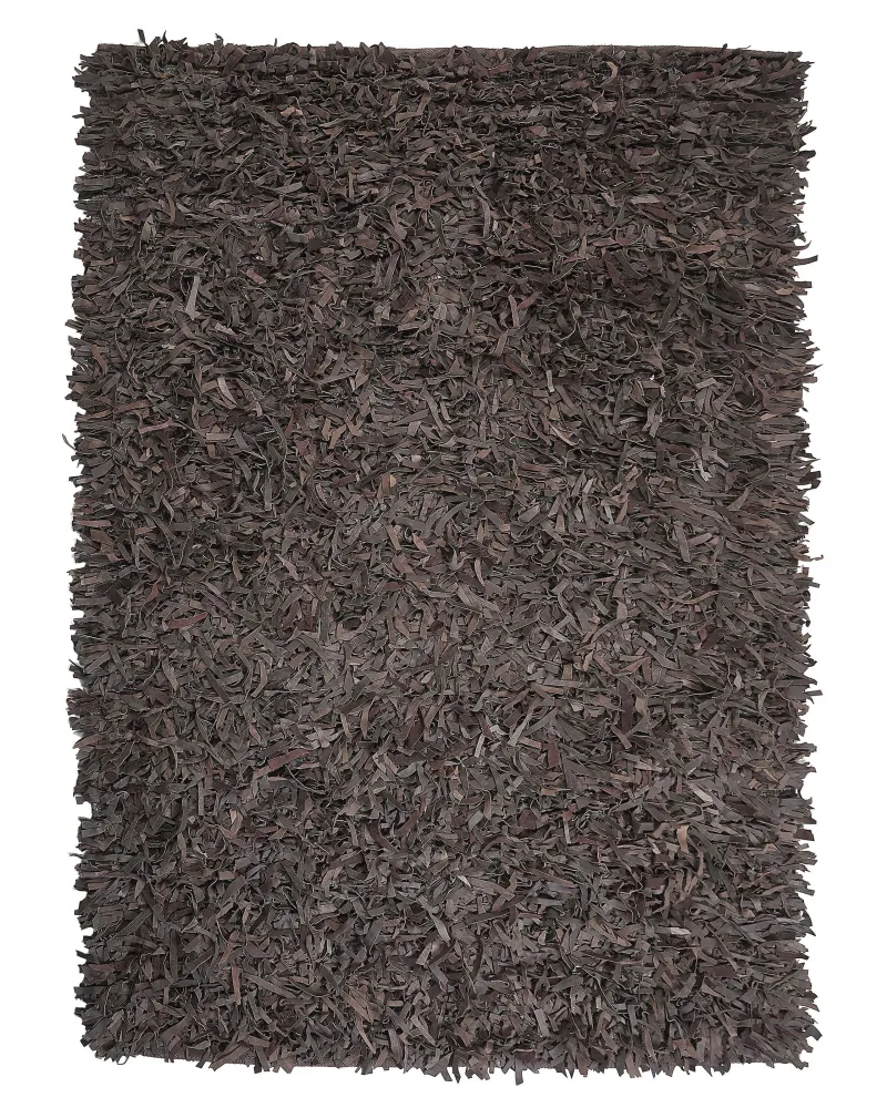 Tappeto shaggy pelle marrone 160 x 230 cm MUT