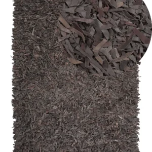 Tappeto shaggy pelle marrone 160 x 230 cm MUT