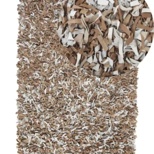 Tappeto shaggy pelle marrone e grigio 140 x 200 cm MUT