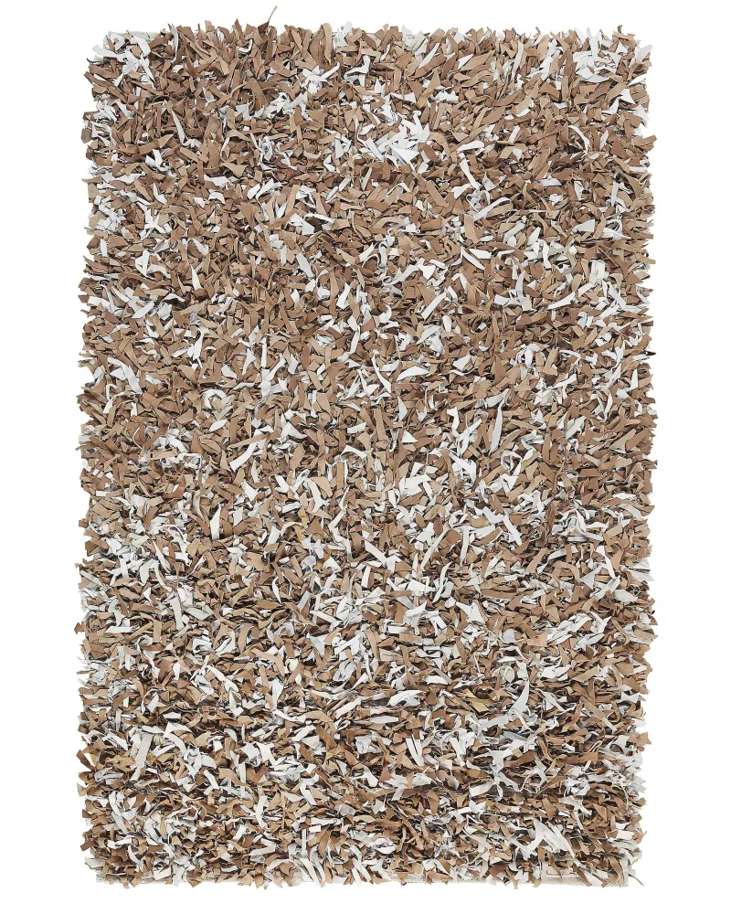Tappeto shaggy pelle marrone e grigio 140 x 200 cm MUT