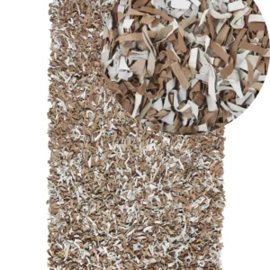 Tappeto shaggy pelle marrone e grigio 80 x 150 cm MUT