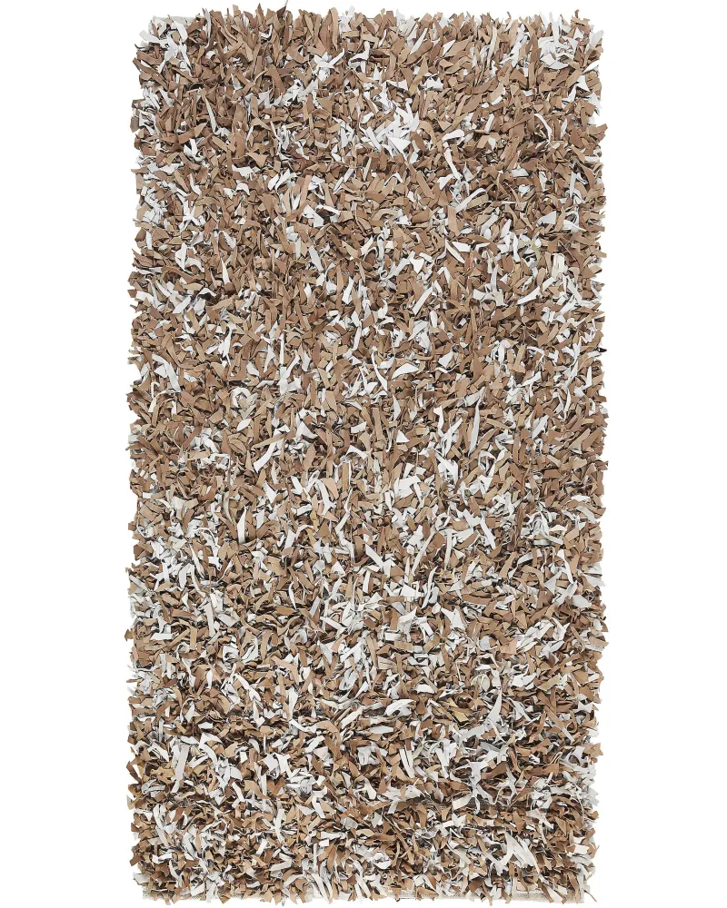 Tappeto shaggy pelle marrone e grigio 80 x 150 cm MUT