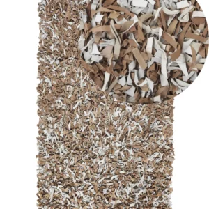 Tappeto shaggy pelle marrone e grigio 80 x 150 cm MUT