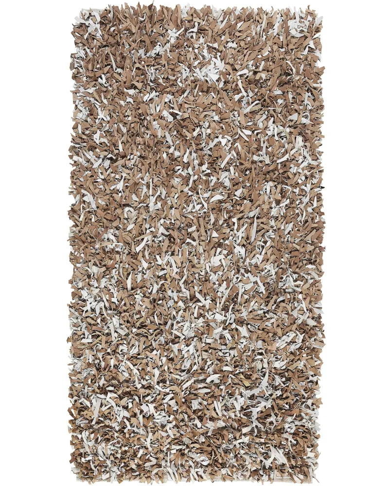 Tappeto shaggy pelle marrone e grigio 80 x 150 cm MUT
