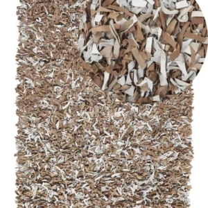 Tappeto shaggy pelle marrone e grigio 160 x 230 cm MUT