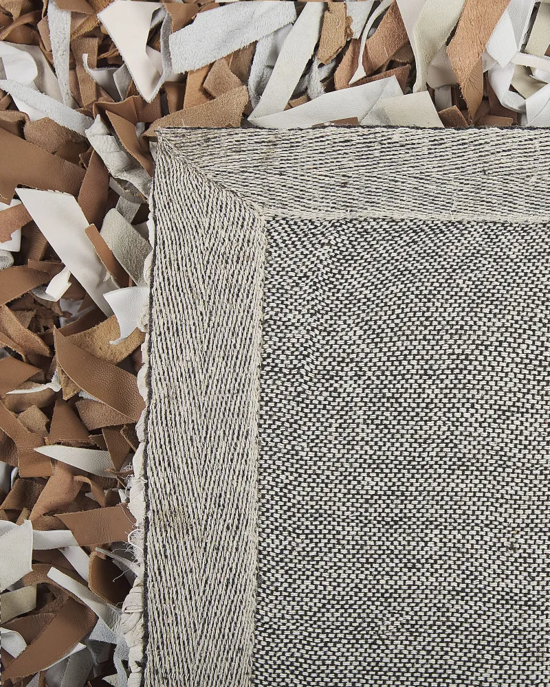Tappeto shaggy pelle marrone e grigio 160 x 230 cm MUT