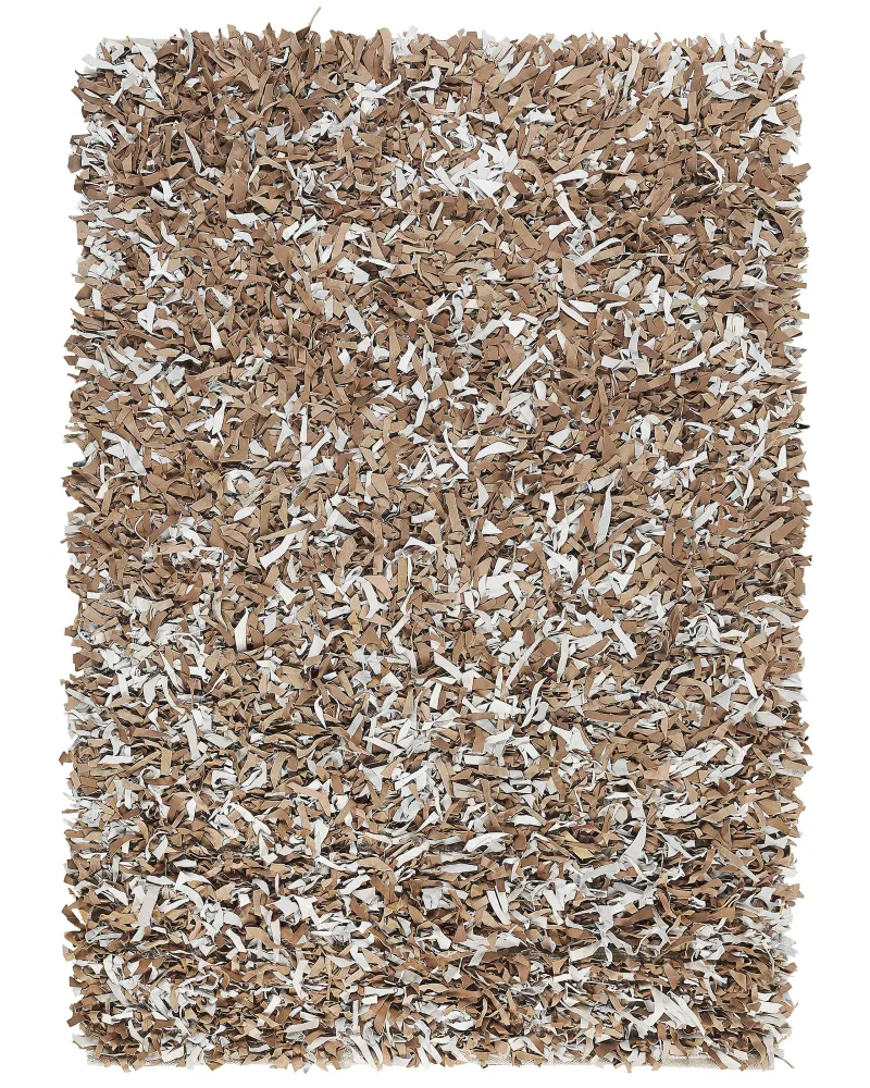 Tappeto shaggy pelle marrone e grigio 160 x 230 cm MUT