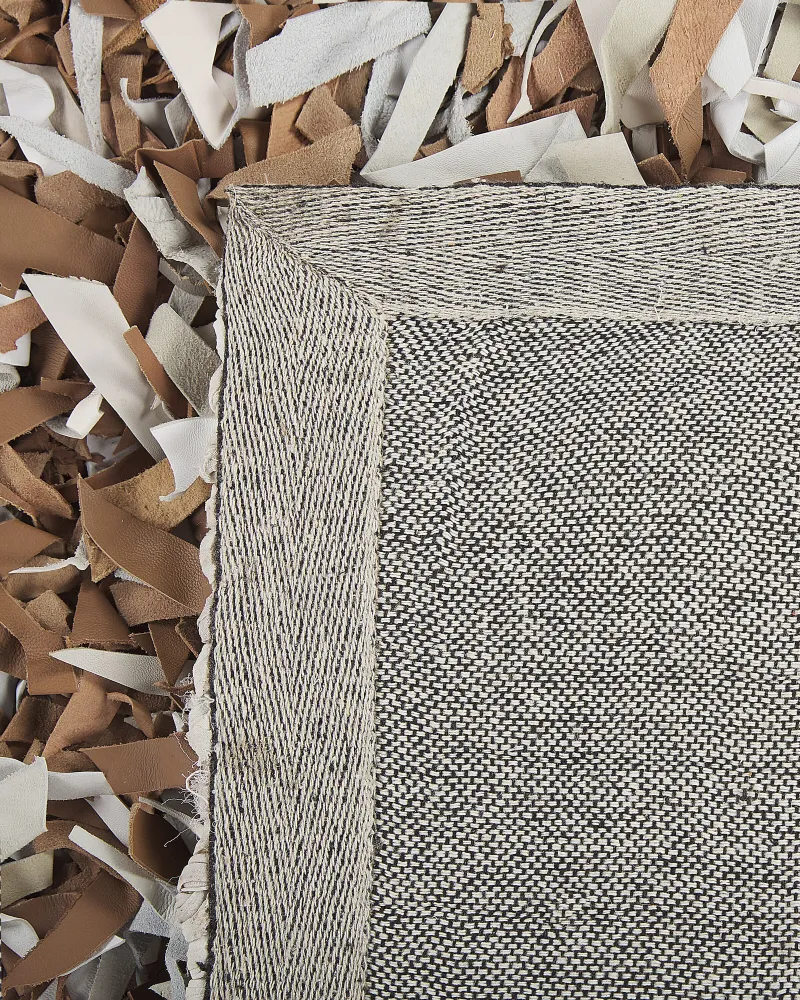 Tappeto shaggy pelle marrone e grigio 160 x 230 cm MUT
