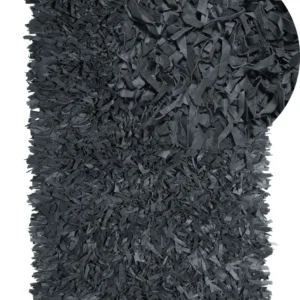 Tappeto shaggy pelle nera 140 x 200 cm MUT