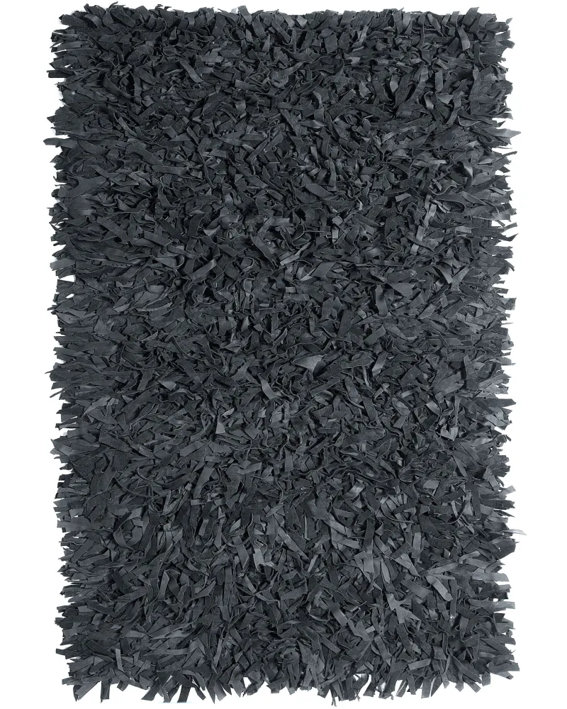 Tappeto shaggy pelle nera 140 x 200 cm MUT