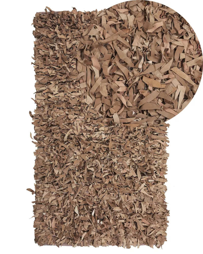 Tappeto shaggy pelle panna 80 x 150 cm MUT