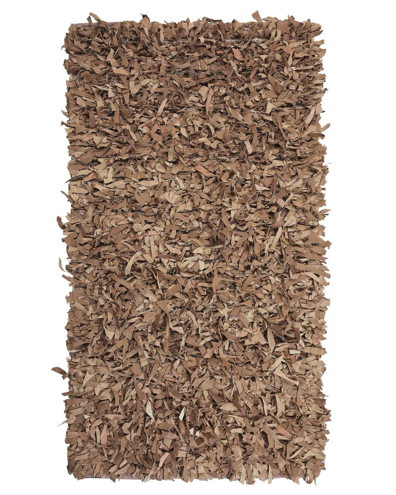 Tappeto shaggy pelle panna 80 x 150 cm MUT