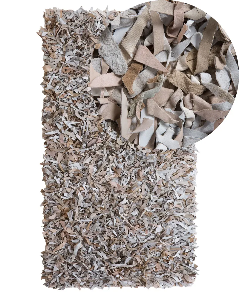 Tappeto shaggy pelle panna chiaro 80 x 150 cm MUT