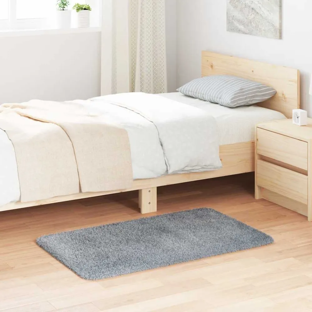 Tappeto Shaggy Pelo Ampio NAVARRA Grigio Chiaro 60x100 cm
