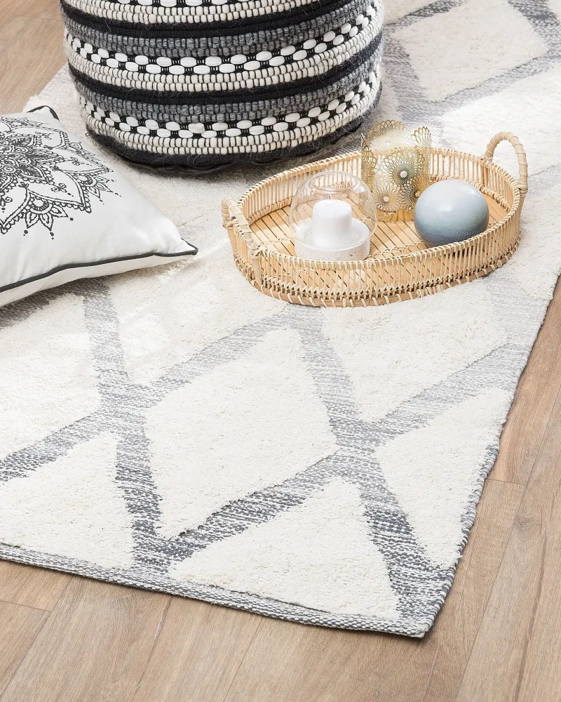 Tappeto shaggy pelo durativo beige e grigio 80x150cm PENDIK