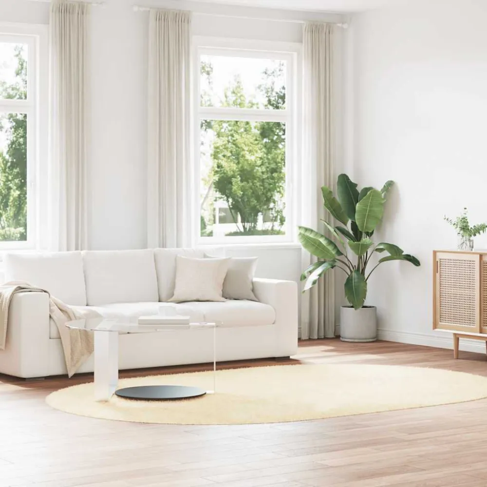 Tappeto Shaggy Pelo Esteso NAVARRA Crema 300x200 cm poliestere