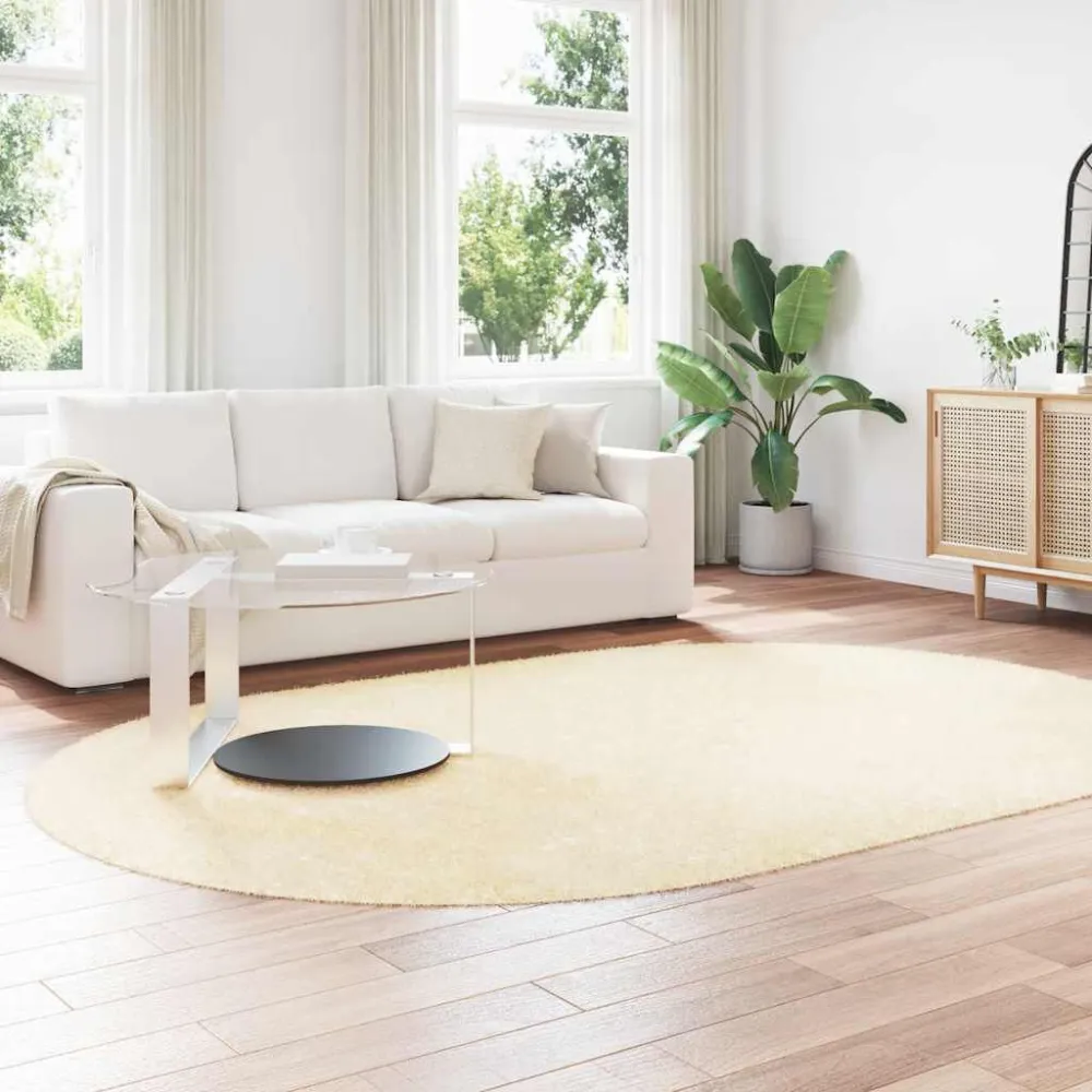 Tappeto Shaggy Pelo Esteso NAVARRA Crema 300x200 cm poliestere