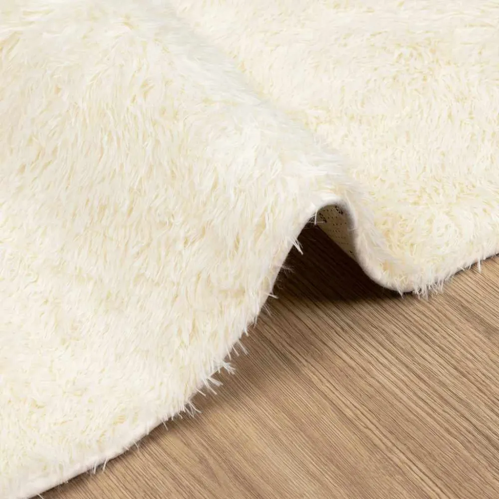 Tappeto Shaggy Pelo Esteso NAVARRA Crema 120x120 cm poliestere
