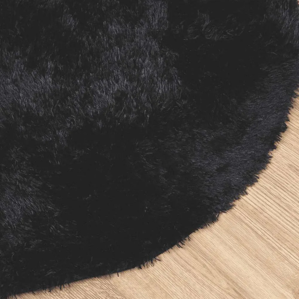 Tappeto Shaggy Pelo Esteso NAVARRA Nero 100x100 cm poliestere