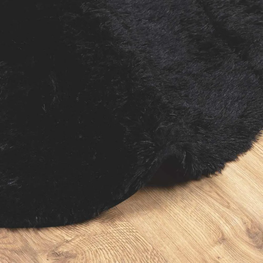 Tappeto Shaggy Pelo Esteso NAVARRA Nero 100x100 cm poliestere