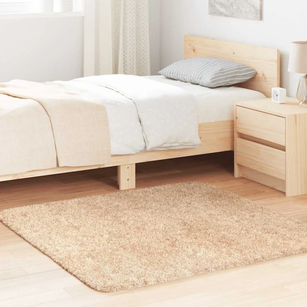 Tappeto Shaggy Pelo Lungo NAVARRA Crema 120x120 cm poliestere