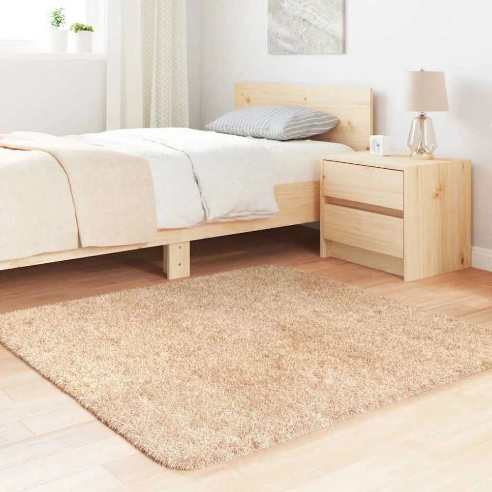 Tappeto Shaggy Pelo Lungo NAVARRA Crema 120x120 cm poliestere