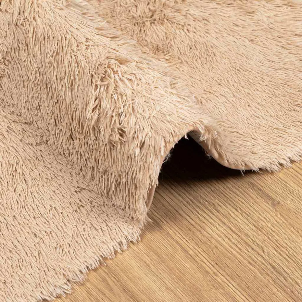 Tappeto Shaggy Pelo Lungo NAVARRA Crema 120x120 cm poliestere