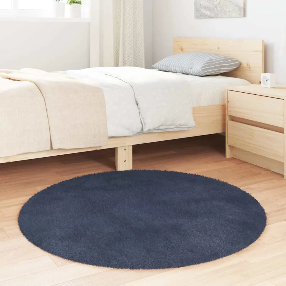 Tappeto Shaggy Pelo Prolungato NAVARRA Blu Marino 100x100 cm