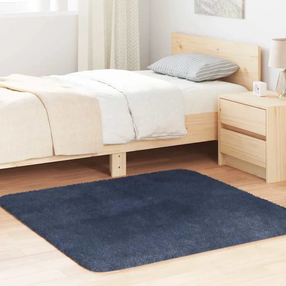 Tappeto Shaggy Pelo Prolungato NAVARRA Blu Marino 120x120 cm