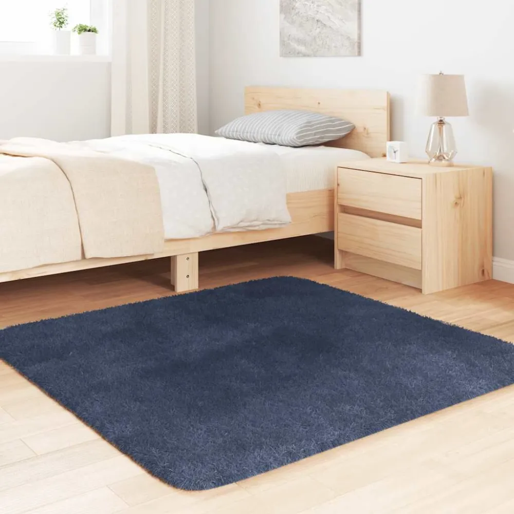 Tappeto Shaggy Pelo Prolungato NAVARRA Blu Marino 120x120 cm