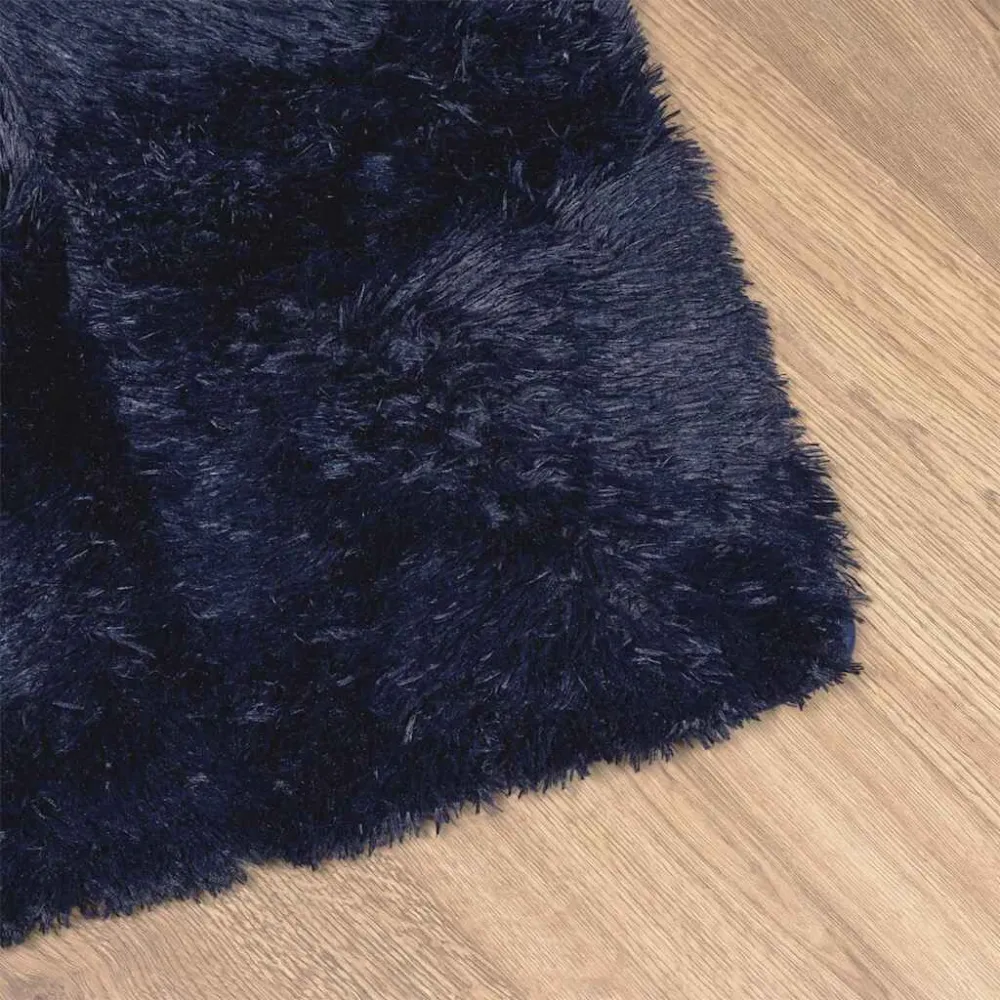 Tappeto Shaggy Pelo Prolungato NAVARRA Blu Marino 120x120 cm