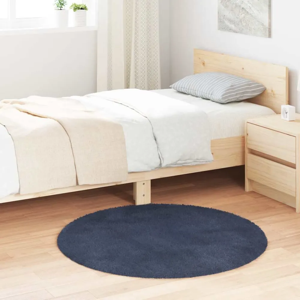 Tappeto Shaggy Pelo Prolungato NAVARRA Blu Marino 100x100 cm