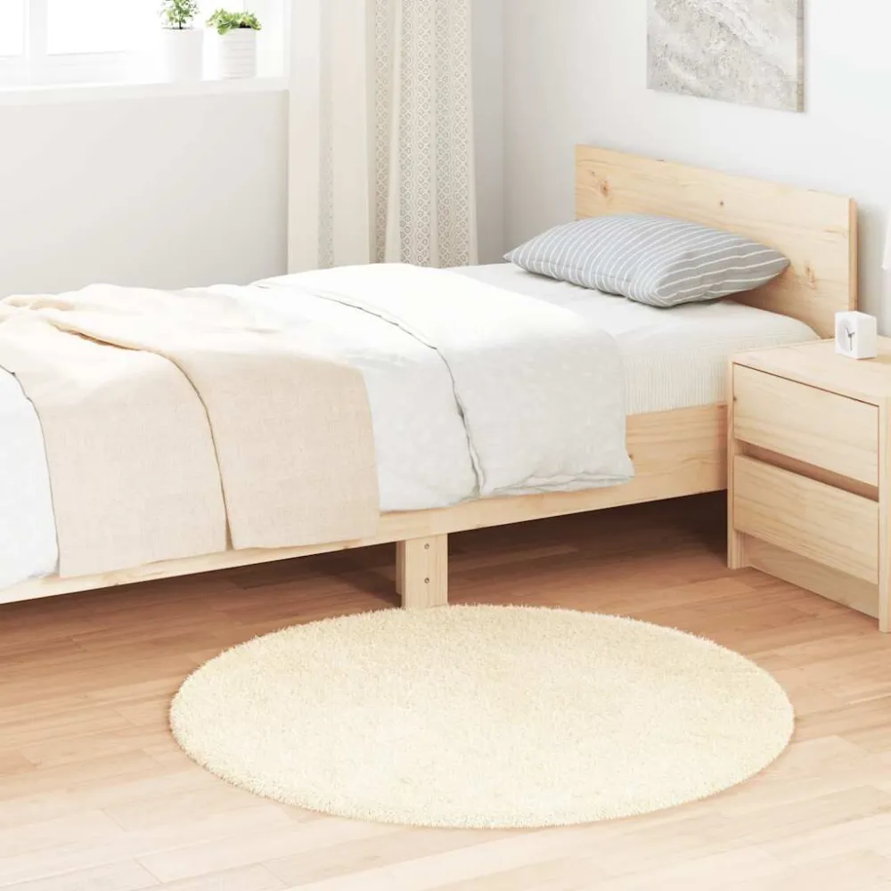 Tappeto Shaggy Pelo Vasto NAVARRA Crema 100x100 cm poliestere