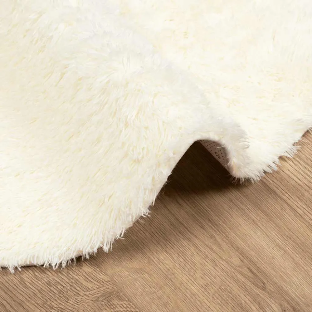 Tappeto Shaggy Pelo Vasto NAVARRA Crema 100x100 cm poliestere
