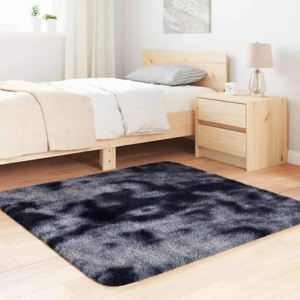 Tappeto Shaggy Pelo Vasto NAVARRA Grigio Scuro 120x120 cm