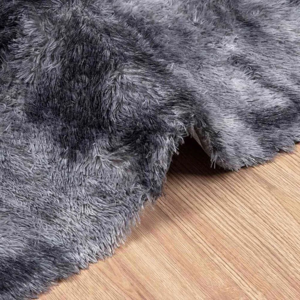 Tappeto Shaggy Pelo Vasto NAVARRA Grigio Scuro 120x120 cm