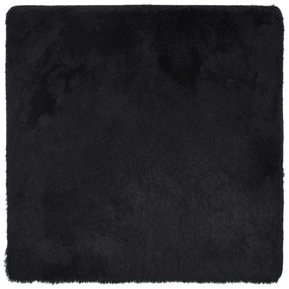 Tappeto Shaggy Pelo Vasto NAVARRA Nero 120x120 cm poliestere