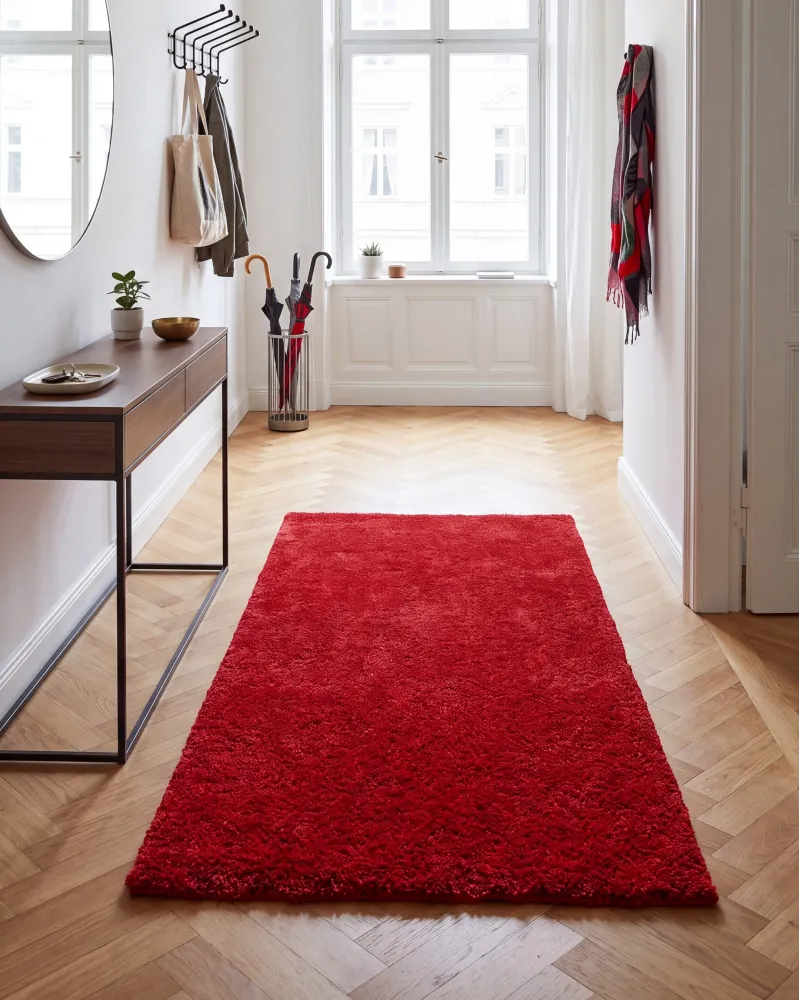 Tappeto shaggy rosso 80 x 150 cm DEMRE